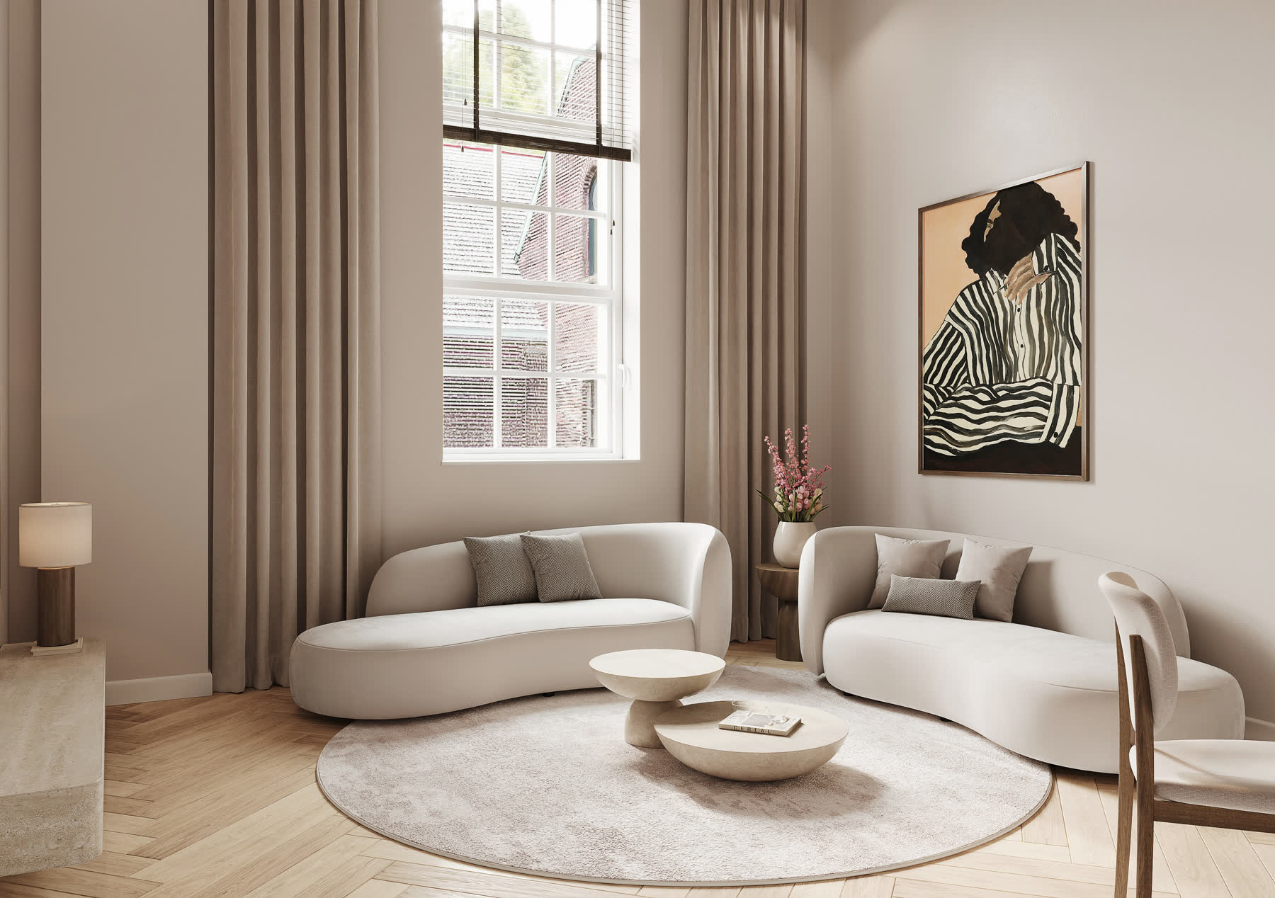 Jekercour, impressie van een woonkamer